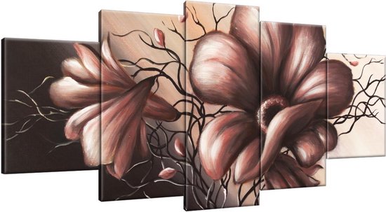 Peinture peinte à la main Fleur | Marron | 150x70cm 5Liège