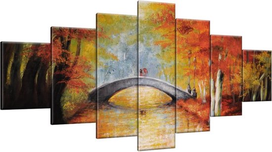 Schilderij handgeschilderd Bos | Bruin , Oranje , Geel  | 120x70cm 1Luik