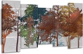GroepArt - Canvas Schilderij - Natuur - Grijs, Bruin - 150x80cm 5Luik- Groot Collectie Schilderijen Op Canvas En Wanddecoraties