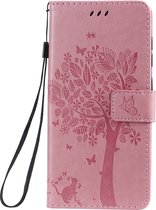 Bookcase Geschikt voor Samsung Galaxy A50 - Roze - Bloemen - Portemonnee Hoesje