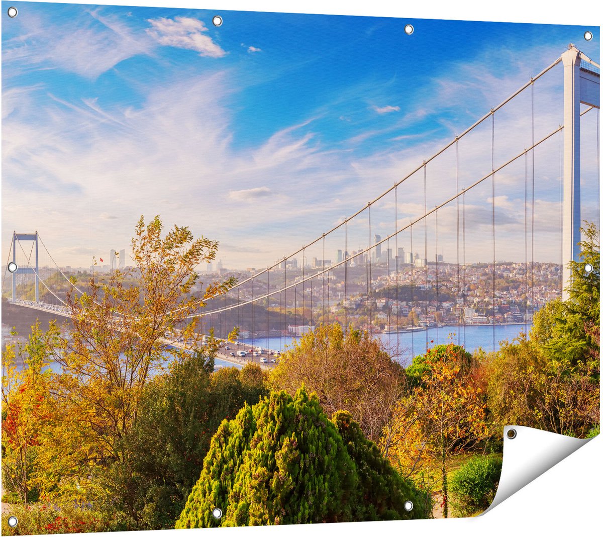 Gards Tuinposter Bosphorus Brug in Instanbul - 120x90 cm - Tuindoek - Tuindecoratie - Wanddecoratie buiten - Tuinschilderij Multikleur