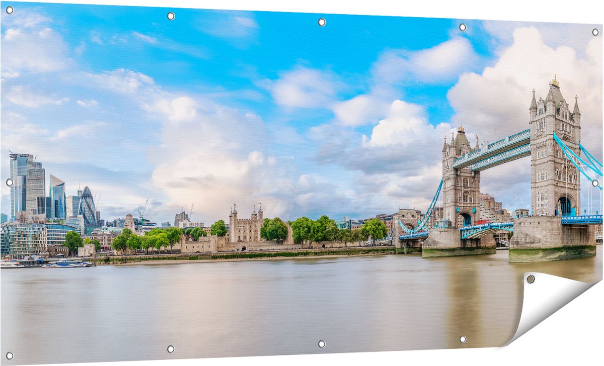 Gards Tuinposter Tower Bridge in Londen - 160x80 cm - Tuindoek - Tuindecoratie - Wanddecoratie buiten - Tuinschilderij Multikleur