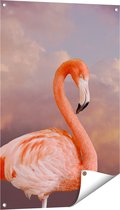 Gards Tuinposter Roze Flamingo in de Wolken - 60x90 cm - Tuindoek - Tuindecoratie - Wanddecoratie buiten - Tuinschilderij