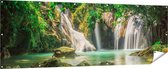 Gards Tuinposter Tropische Waterval - 210x70 cm - Tuindoek - Tuindecoratie - Wanddecoratie buiten - Tuinschilderij