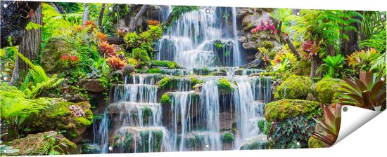 Gards Tuinposter Tropische Waterval in Thailand - 180x60 cm - Tuindoek - Tuindecoratie - Wanddecoratie buiten - Tuinschilderij