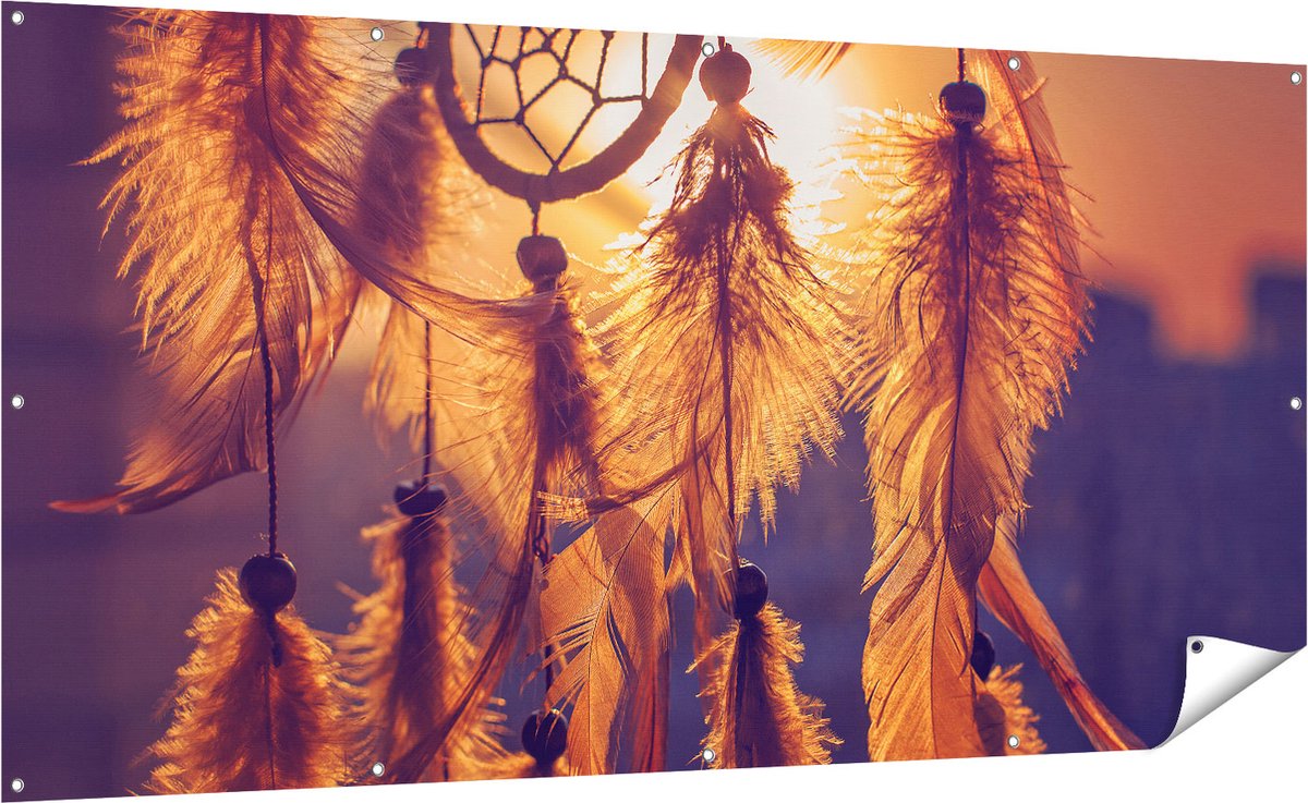 Gards Tuinposter Amulet van de Indianen - Symbool - Ketting - 200x100 cm - Tuindoek - Tuindecoratie - Wanddecoratie buiten - Tuinschilderij Multikleur