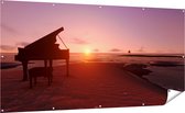 Gards Tuinposter Piano op het Strand bij Zonsondergang - 200x100 cm - Tuindoek - Tuindecoratie - Wanddecoratie buiten - Tuinschilderij