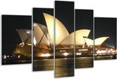 Glasschilderij Sydney - Wit, Zwart, Grijs - 170x100cm 5Luik - Foto Op Glas - Geen Acrylglas Schilderij - 6000+ Glasschilderijen Collectie - Wanddecoratie