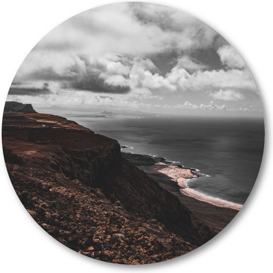 Côte avec nuages ​​- Lanzarote - Cercle mural Forex 40cm