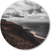 Kust met wolken - Lanzarote - Wandcirkel Dibond 40cm