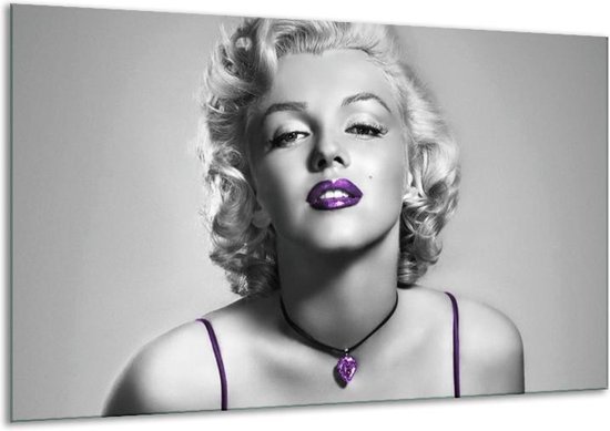 Schilderij Op Canvas Marilyn Monroe - Grijs, Paars, Zwart - 120x70cm 1Luik - Foto Op Canvas - GroepArt 6000+ Schilderijen 0p Canvas Art Collectie - Wanddecoratie - Woonkamer - Slaapkamer - Canvas Print