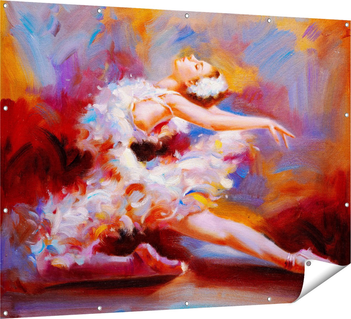Gards Tuinposter Ballerina van Olieverf - Ballet - 160x120 cm - Tuindoek - Tuindecoratie - Wanddecoratie buiten - Tuinschilderij Multikleur