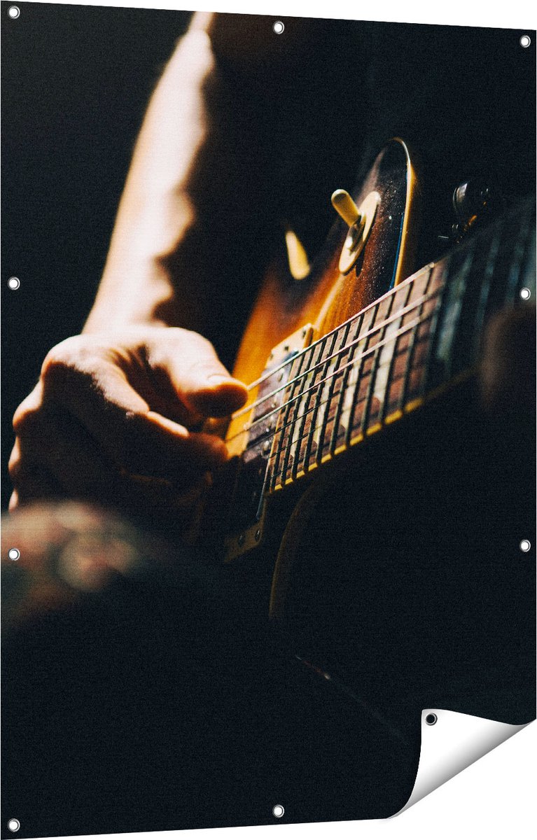Gards Tuinposter Man Speelt Gitaar - 90x120 cm - Tuindoek - Tuindecoratie - Wanddecoratie buiten - Tuinschilderij Multikleur