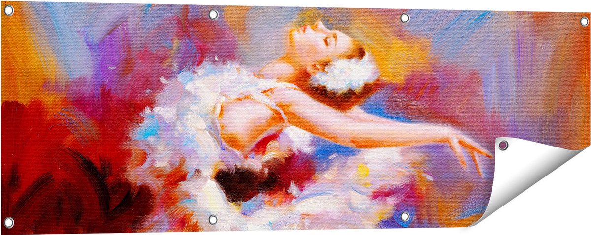 Gards Tuinposter Ballerina van Olieverf - Ballet - 120x40 cm - Tuindoek - Tuindecoratie - Wanddecoratie buiten - Tuinschilderij Multikleur