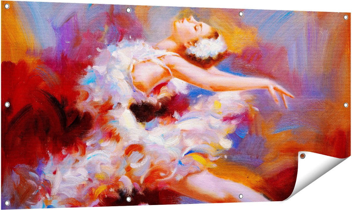 Gards Tuinposter Ballerina van Olieverf - Ballet - 140x70 cm - Tuindoek - Tuindecoratie - Wanddecoratie buiten - Tuinschilderij Multikleur