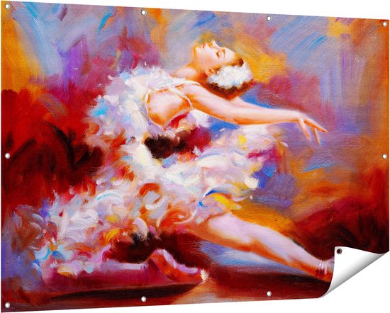 Gards Tuinposter Ballerina van Olieverf - Ballet - 150x100 cm - Tuindoek - Tuindecoratie - Wanddecoratie buiten - Tuinschilderij