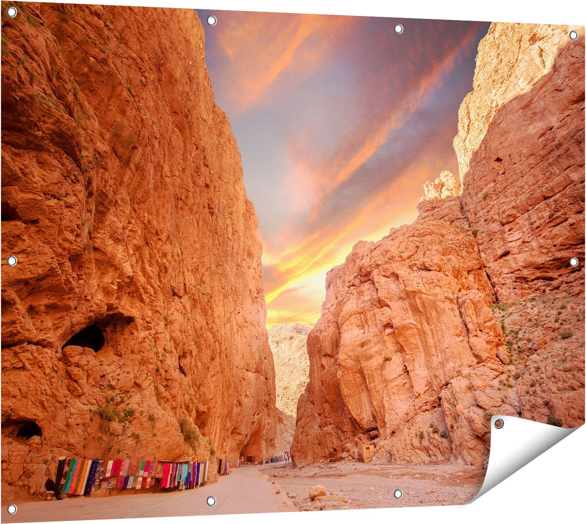 Gards Tuinposter Todghakloof Rivier in Atlas, Marokko - 120x90 cm - Tuindoek - Tuindecoratie - Wanddecoratie buiten - Tuinschilderij Multikleur