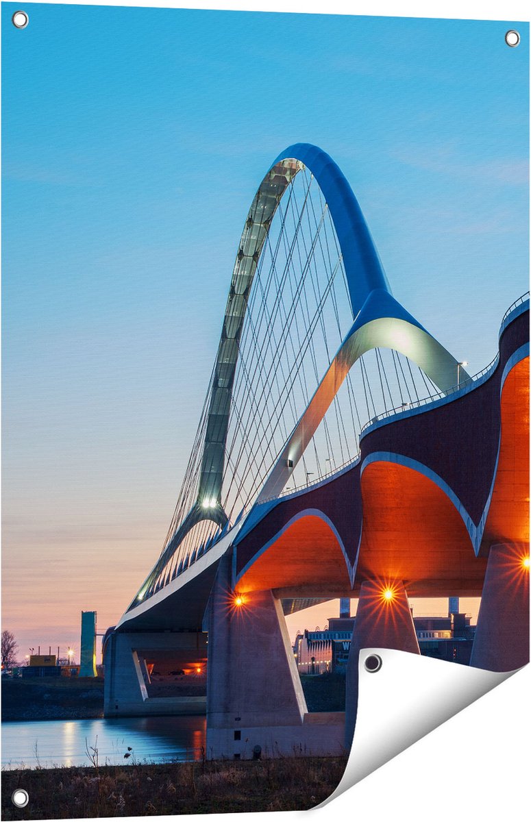 Gards Tuinposter Oversteek Brug in Nijmegen - 60x80 cm - Tuindoek - Tuindecoratie - Wanddecoratie buiten - Tuinschilderij Multikleur