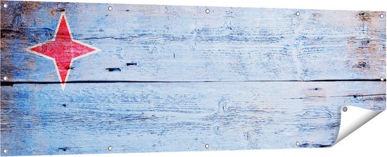 Gards Tuinposter Aruba Vlag op Hout - 180x60 cm - Tuindoek - Tuindecoratie - Wanddecoratie buiten - Tuinschilderij