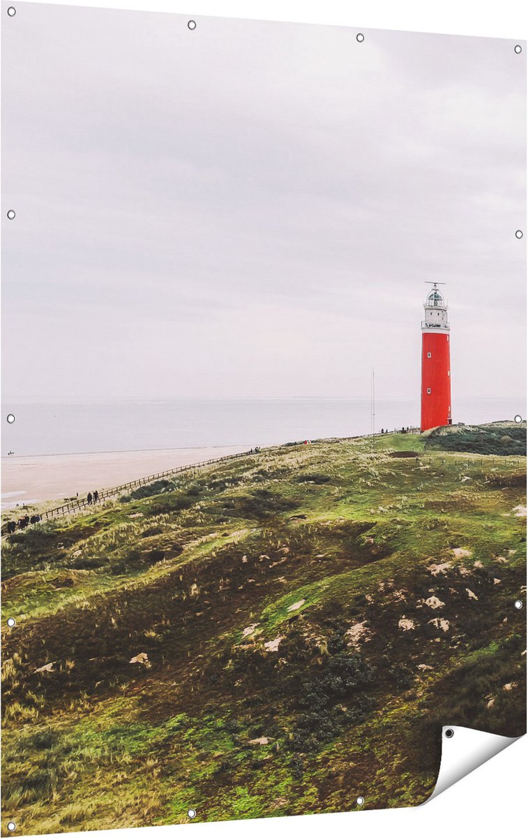 Gards Tuinposter Vuurtoren Texel - 120x160 cm - Tuindoek - Tuindecoratie - Wanddecoratie buiten - Tuinschilderij Multikleur