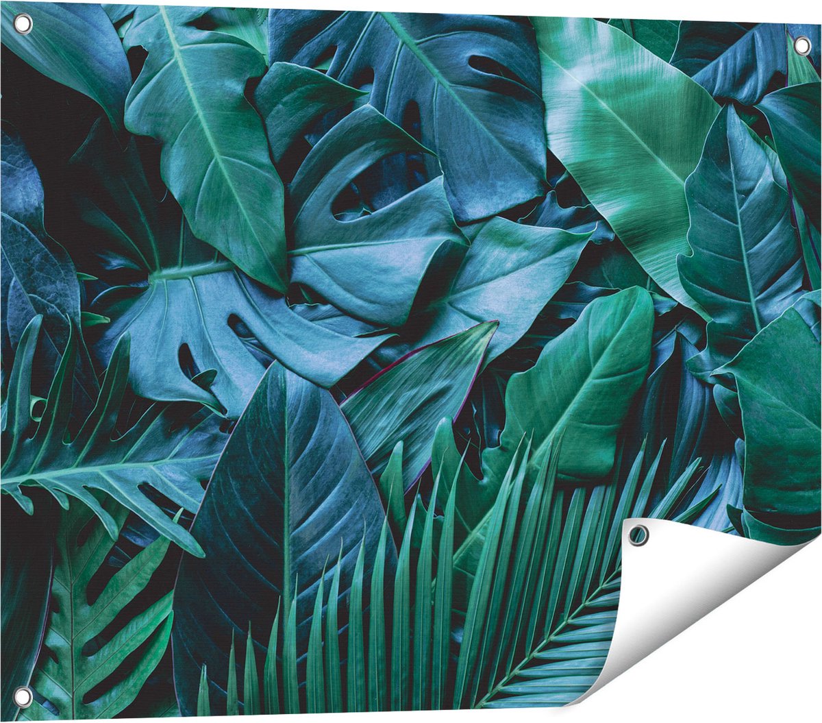 Gards Tuinposter Tropische Groene Bladeren - 80x60 cm - Tuindoek - Tuindecoratie - Wanddecoratie buiten - Tuinschilderij Multikleur