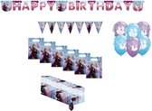 Disney - Frozen - Feestpakket - Versiering - Verjaardag - Kinderfeest - Ballonnen - Vlaggenlijn – Happy Birthday slinger Tafelkleed - Uitdeelzakjes