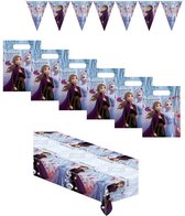 Disney - Frozen - Feestpakket - Versiering - Kinderfeest - Tafelkleed - Vlaggenlijn - Uitdeelzakjes