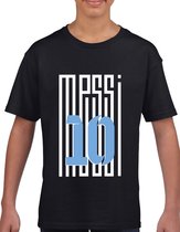 Messi T-Shirt - Kinder T-Shirt - Zwart - Maat 98 /104 - T-Shirt leeftijd 3 tot 4 jaar - Messi - Cadeau - Shirt cadeau -Messi T-Shirt - Voetbal - Blauwe 10 - Argentinië