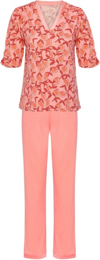 Lords & Lilies dames pyjama top met lange broek - oranje citrus print - 231-5-XPF-Z/984 - maat XL