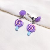 Lollipop Purple - Kinderoorbellen - Clipoorbel - Klipoorbellen - Nepoorbellen - Kinder oorbellen clip - oorclips kids