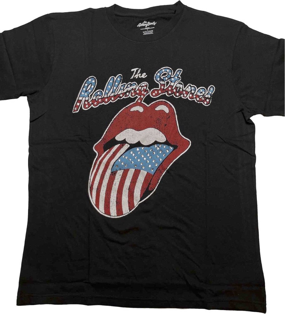 The Rolling Stones - USA Tongue Heren T-shirt - M - Zwart