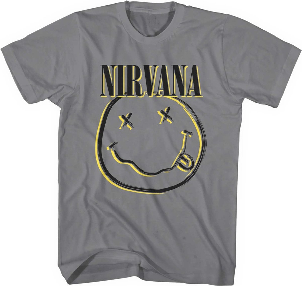Nirvana - Inverse Happy Face Heren T-shirt - S - Grijs