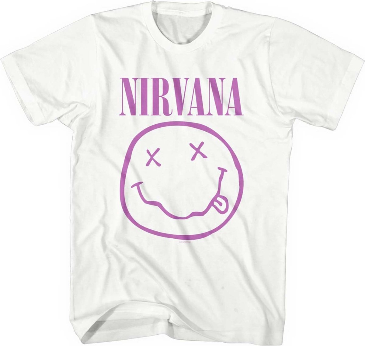 Nirvana - Purple Happy Face Heren T-shirt - M - Wit