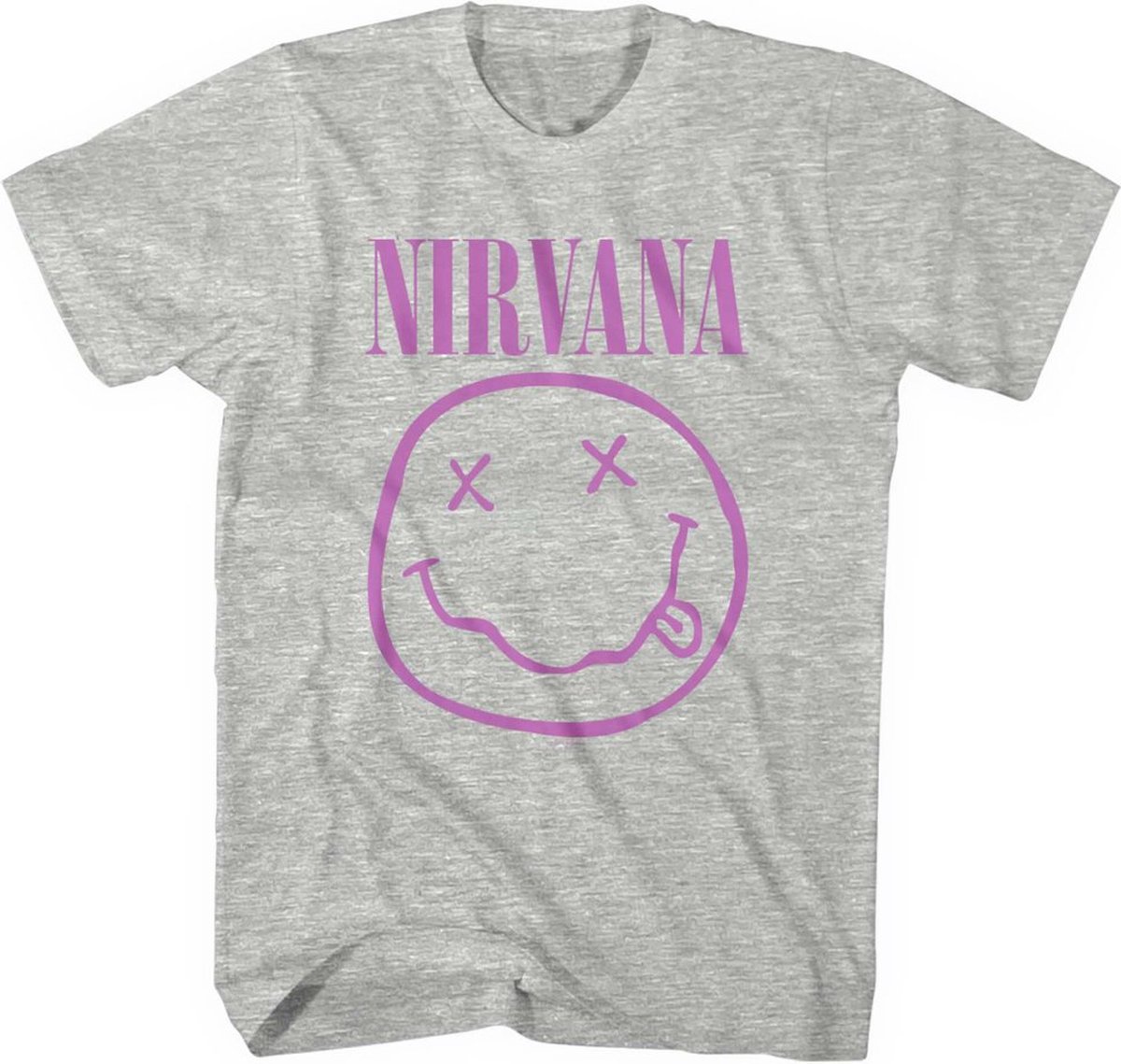 Nirvana - Purple Happy Face Heren T-shirt - S - Grijs