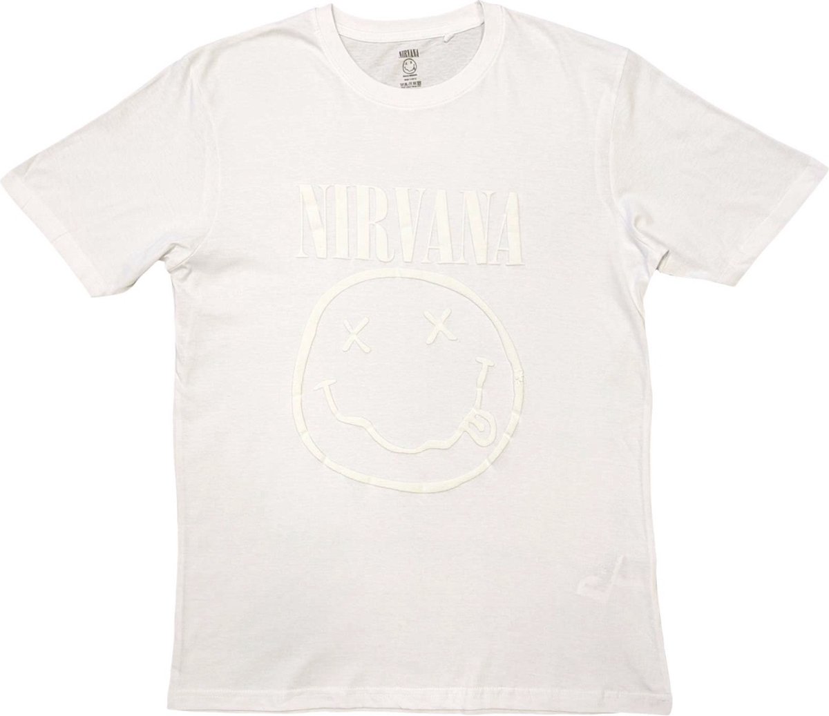 Nirvana - White Happy Face Heren T-shirt - M - Wit