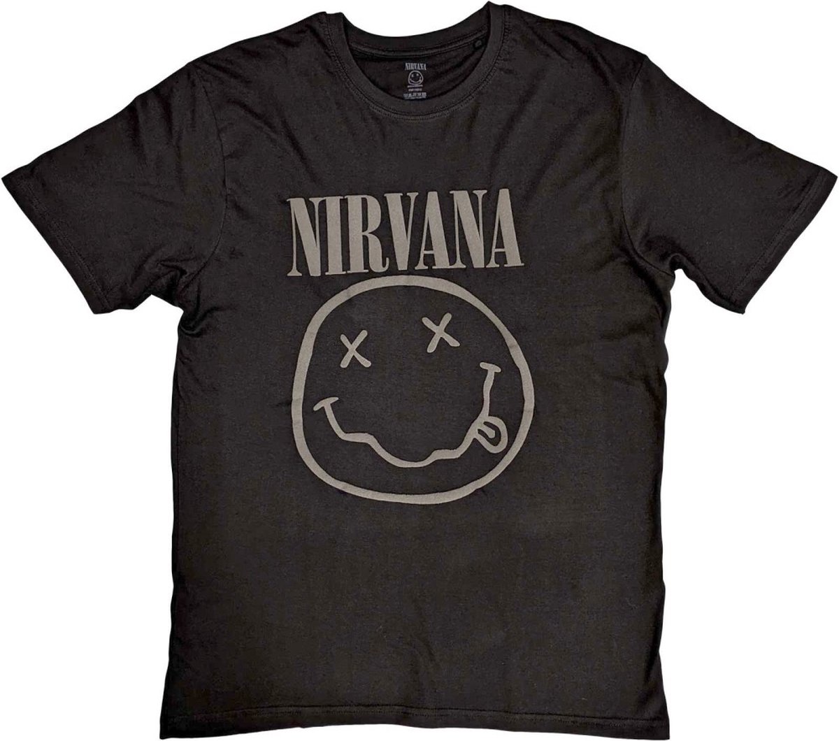Nirvana - Black Happy Face Heren T-shirt - XL - Zwart