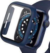 Full Cover Tempered Glass Screen Protector Cover Case Bumper Hoesje Geschikt Voor Apple Watch Series 4/5/6/SE 44mm - midnight blue