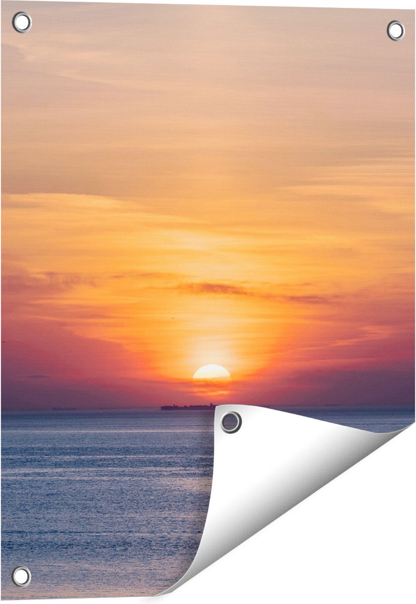 Gards Tuinposter Zonsondergang in de Noordzee - 40x50 cm - Tuindoek - Tuindecoratie - Wanddecoratie buiten - Tuinschilderij Multikleur