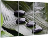 Glasschilderij Stenen - Zwart, Wit, Grijs - 120x80cm 3Luik - Foto Op Glas - Geen Acrylglas Schilderij - GroepArt 6000+ Glas Art Collectie - Maatwerk Mogelijk