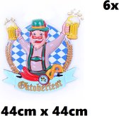 6x Mega Wanddecoratie bord man met bierpullen 44cm x 44cm - Themafeest festival party Tirol Oktoberfeest Bierfeest