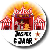 20 x Traktatiestickers met naam en leeftijd - Circus - Trakteren - Gepersonaliseerd - Uitdelen - Verjaardag - Jarig
