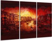 GroepArt - Schilderij -  Steden - Rood, Geel, Zwart - 120x80cm 3Luik - 6000+ Schilderijen 0p Canvas Art Collectie