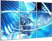 GroepArt - Schilderij -  Abstract - Blauw, Wit, Grijs - 120x80cm 3Luik - 6000+ Schilderijen 0p Canvas Art Collectie