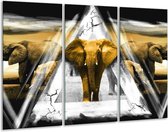 Peinture sur toile éléphant | Jaune, blanc, gris | 120x80cm 3 Liège