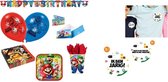 Super Mario - Verjaardag - Feestpakket - Feestartikelen - Versiering - Slingers - Bordjes - Bekers - Servetten - Uitnodigingen met envelop - Ballonnen.