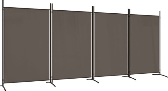 vidaXL - Kamerscherm - met - 4 - panelen - 346x180 - cm - stof - antracietkleurig