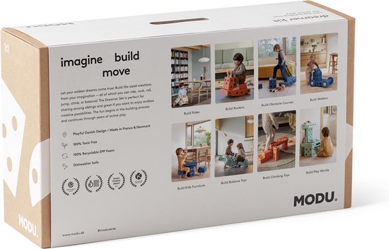Modu Dreamer Kit - Zachte blokken - 33 onderdelen - Open Ended speelgoed - Speelgoed 1 -2-3 jaar - Ocean Mint / Forest Green