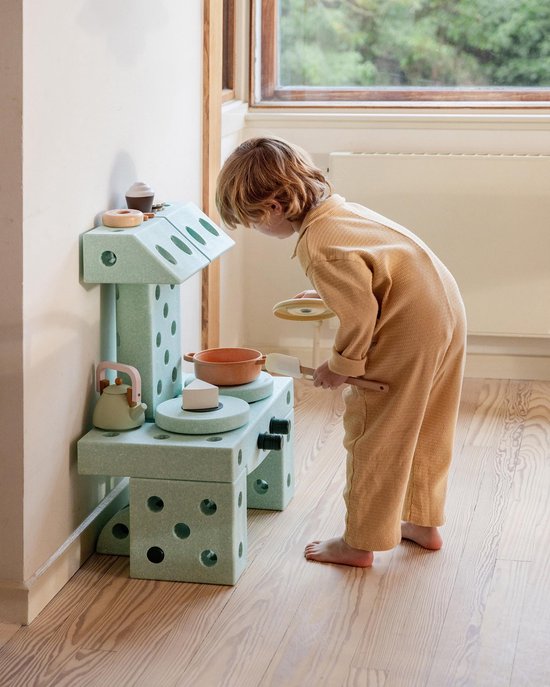 Modu Dreamer Kit - Zachte blokken - 33 onderdelen - Open Ended speelgoed - Speelgoed 1 -2-3 jaar - Ocean Mint / Forest Green