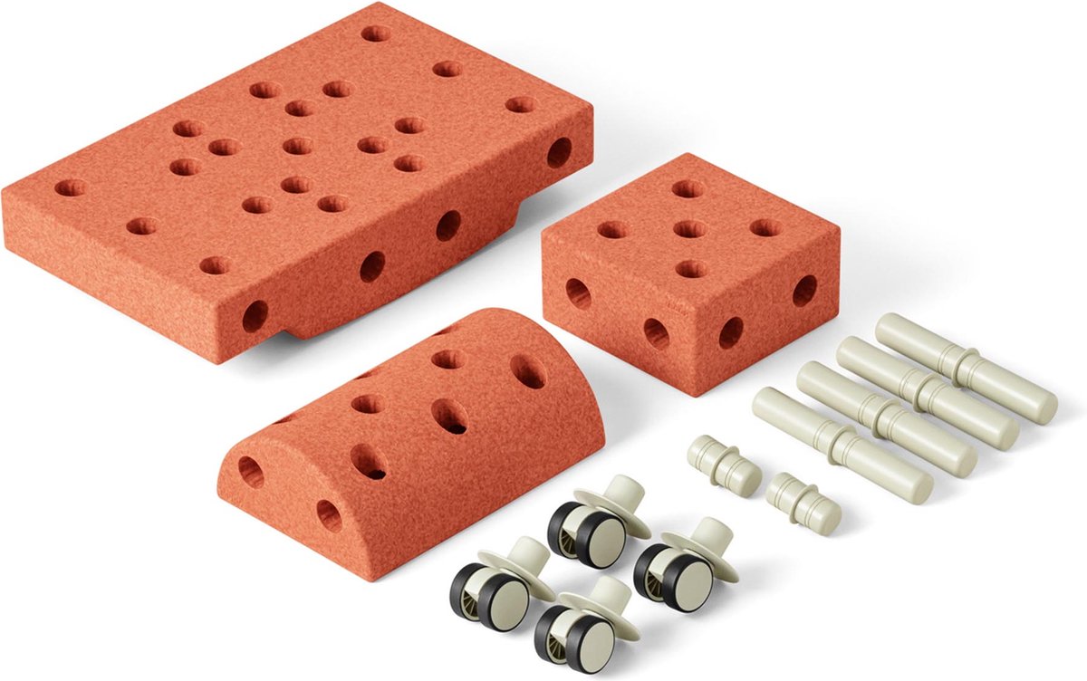 Modu Curiosity Set - Zachte blokken- 13 onderdelen- Open Ended speelgoed -Speelgoed 1 -2-3 jaar - Bouwspeelgoed - Burnt Orange / Dusty Green
