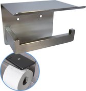 Sanics WC Rolhouder Zilver – Toiletrolhouder zonder Boren – WC Papier Houder Met Plankje - Zelfklevend - RVS